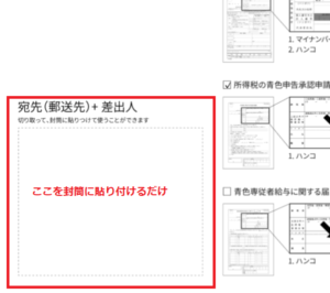 開業届　封筒に貼り付けるラベル